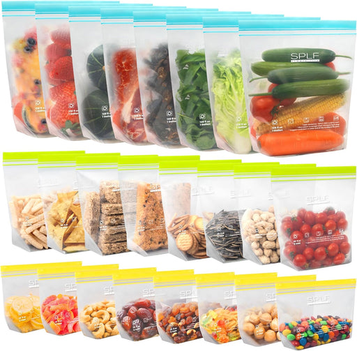 24 Pack Reusable Food Storage Bags Dishwasher Microwave Safe