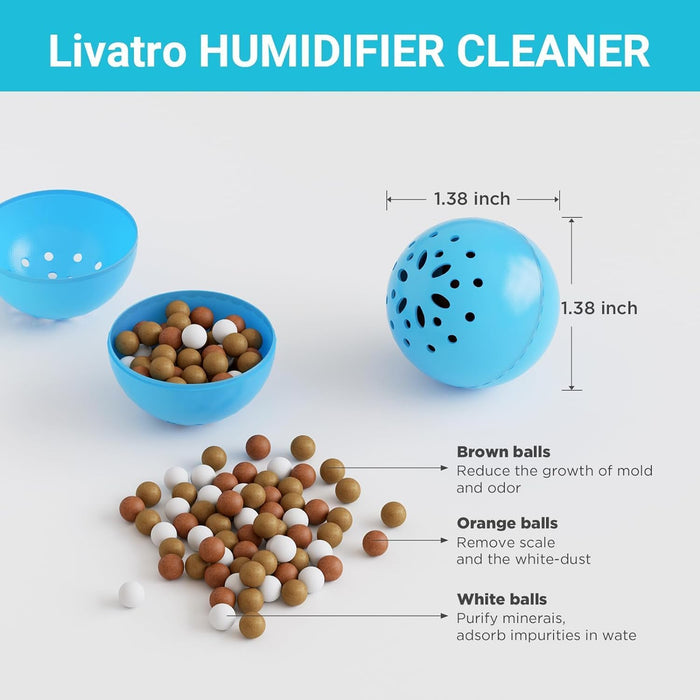 Blue Humidifier Cleaning Balls, 30-Day Tank Care, 6 Pack