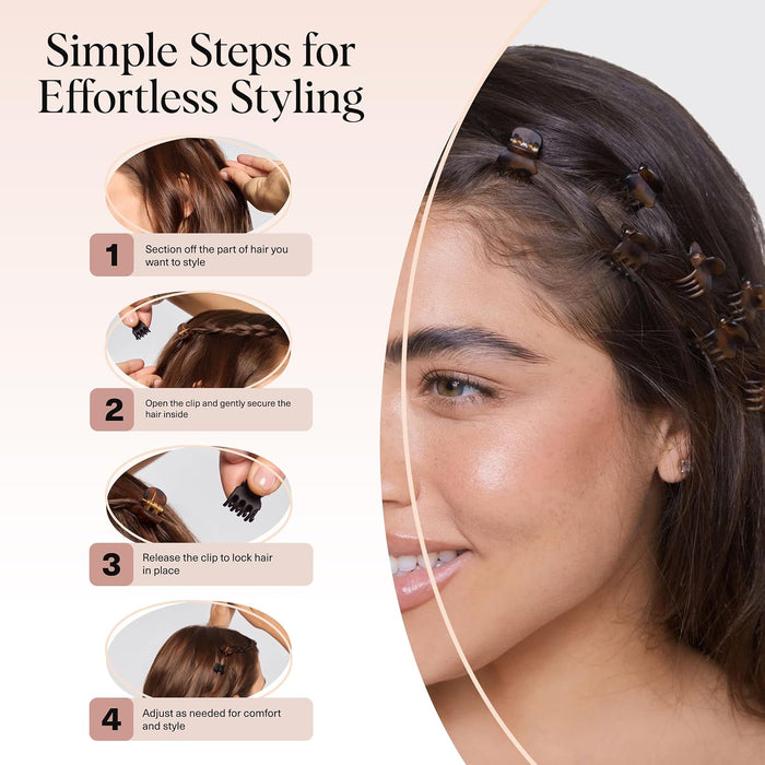 Mini Hair Clips for Women - Tortoise & Black, 16 Pcs