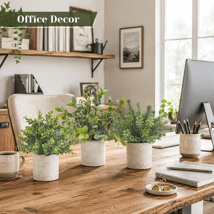 3 Pack Fake Plants Artificial Plants for Office Bathroom Decor