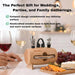 4-in-1 Cask Shaped Wine Essentials Gift Set with Wood Bottle Opener, Wine Pourer, Foil Cutter, and Wine Stopper with Han