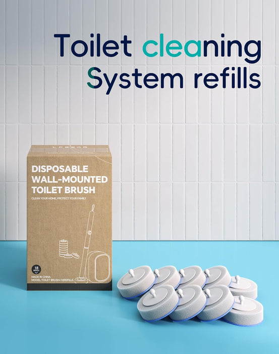Disposable Toilet Cleaning System - Toilet Brush Kit with 36 High-Performance Refills, Wall Mounted Toilet Brush and Holder for Deep Cleaning Bathroom (2 Toilet Brush+48 Refills)