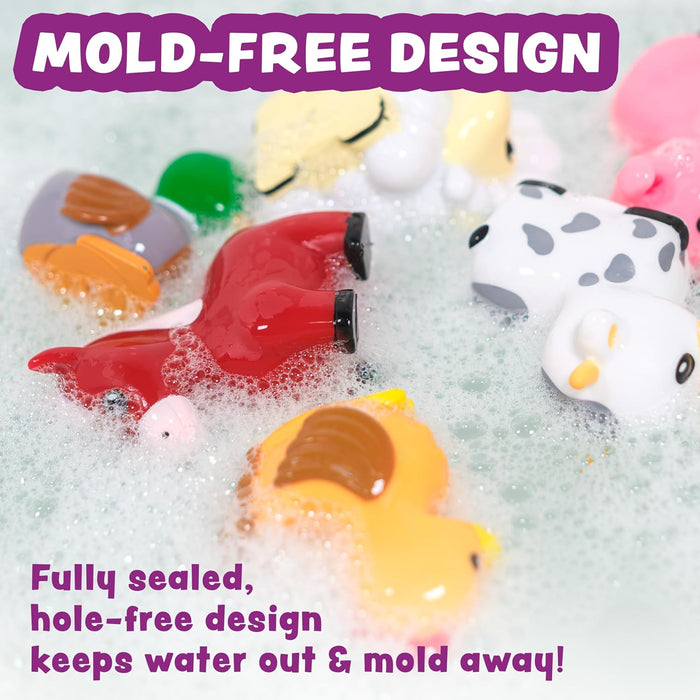 ® Barnyard™ Mold Free Bath Toys, 6 Pack | Sealed, No Hole Bath Toys Design Keeps Moisture Out | Soft, Squeezable & Float
