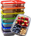 7 Pack Bento Lunch Box, Meal Prep Containers, Reusable 3 Compartment Plastic Divided Food Storage Container Boxes