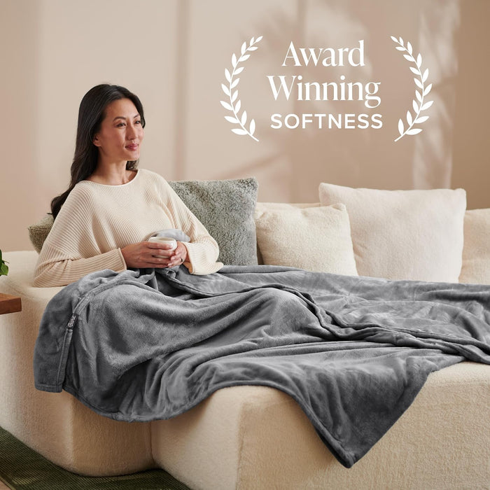 Fleece Blanket Luxury Microplush (Full/Queen, Grey)