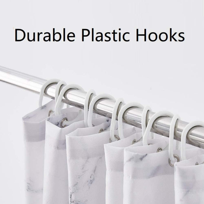 Marble Bathroom Shower Curtain,Grey and White Fabric Shower Curtain with Hooks,Unique 3D Printing,Decorative Bathroom Accessories,Water Proof,Reinforced Metal Grommets,Standard 72x72 Inches