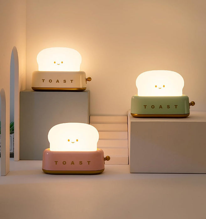 Red LED Night Light Rechargeable and Portable Light with Timer Cute Toast Bread Lamp Desk Decor Toaster Lamp Kawaii Christmas Ideas for Baby Kids Girls Teens Teenages