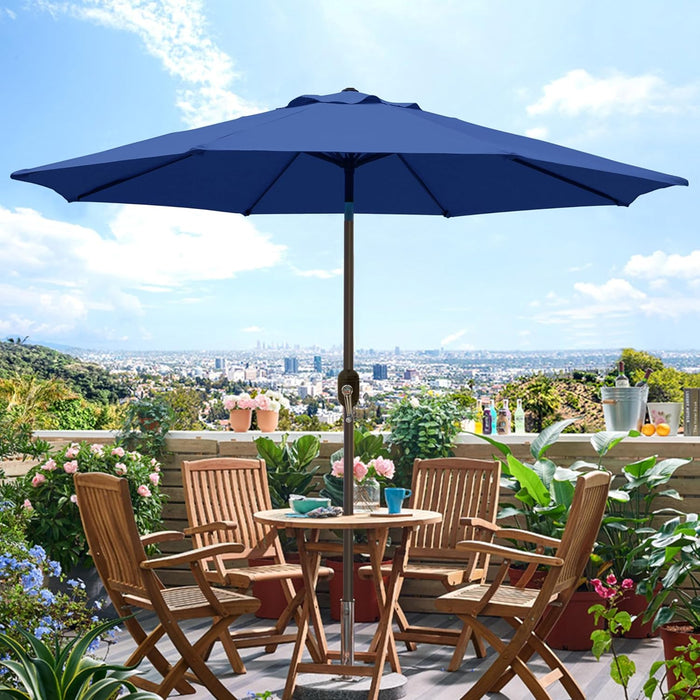 9' Outdoor Patio Umbrella, Outdoor Table Umbrella, Yard Umbrella, Market Umbrella with 8 Sturdy Ribs, Push Button Tilt a