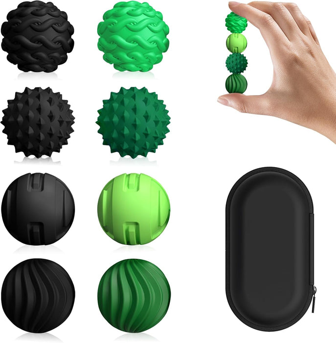 8-Pack Silicone Magnetic Sensory Fidget Balls, Black & Green