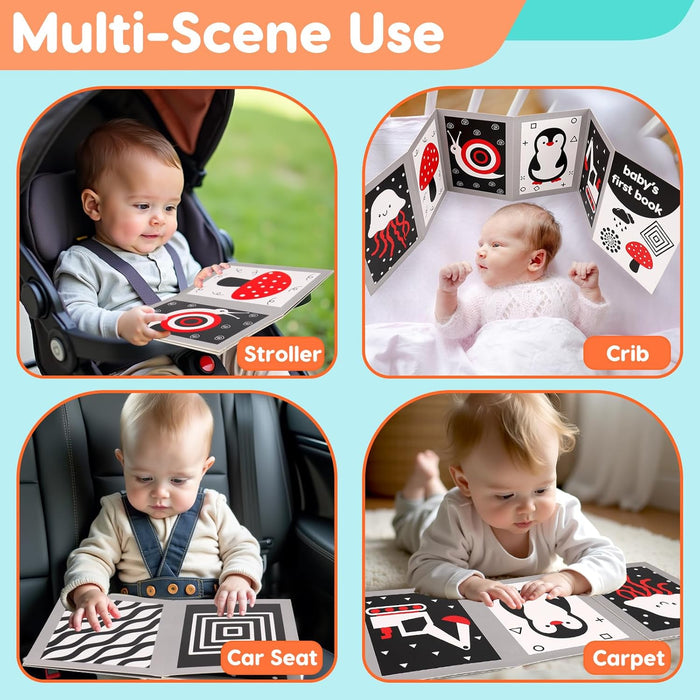 Black and White Baby Toys Tummy Time Mirror High Contrast Book Flash Card
