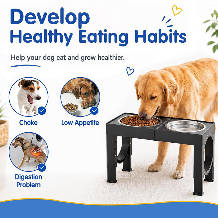 Elevated Dog Bowls Large Breed Raised Dogs Bowl Stand Large/Medium Sized Dog Stainless Steel Food Water Bowl Stands 5 He