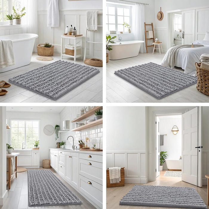Bathroom Rugs 30X20, Extra Soft Rubber Backing Chenille Bath Mats