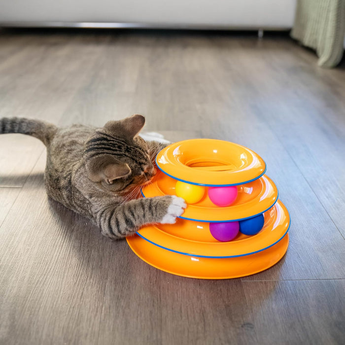 Tower of Tracks Interactive Cat Toy, 6 Spinning Balls, 10" x 5.3"