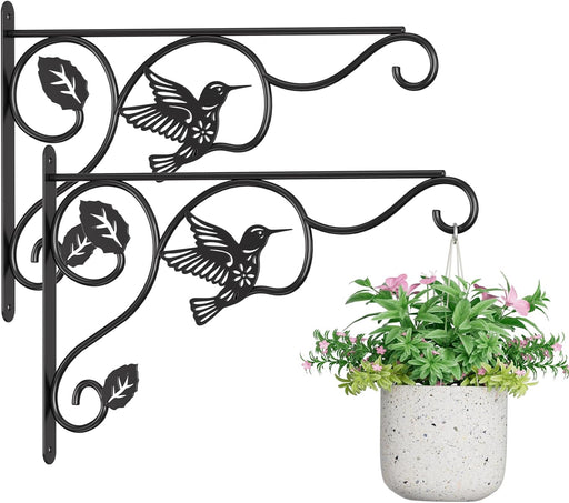 2 Pack Heavy Duty Plant Hooks for Hanging - 12 Inch Metal Wall Hangers Indoor/Outdoor, Sturdy Plant Bracket for Bird Fee