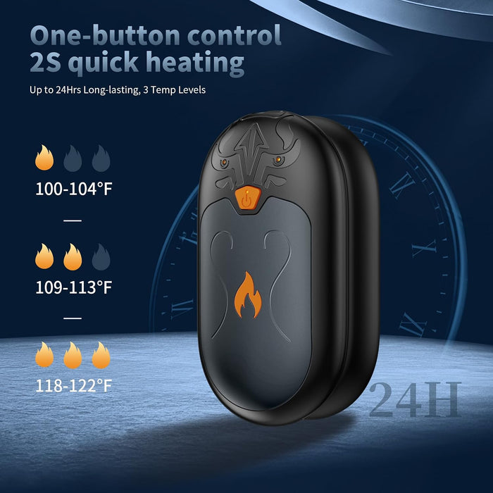 Hand Warmers Rechargeable 2 Pack, 2-in-1 Magnetic Electric Hand Warmer, 3 Heat Settings, Up to 24H, USB-C Reusable Portable Pocket Heater for Camping, Hunting, Golf, Skiing, Fishing