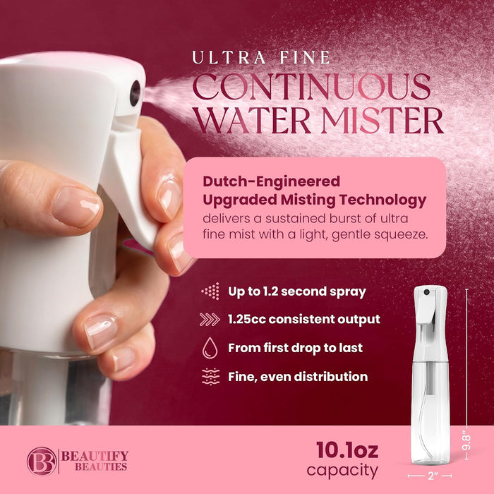 Continuous Spray Bottle for Hair, 10.1 oz Mister Spray