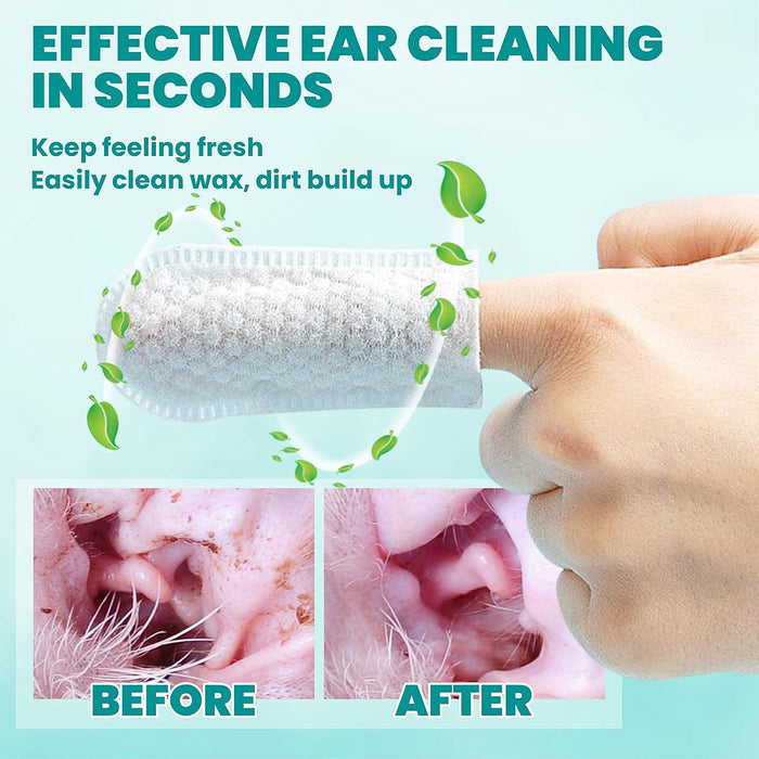 Ear Cleaner Finger Wipes 60 Counts, Dog Ear Cleaner, Grooming Kit Care for Dogs and Cats, Soft & Easy Otic Cleaning Pads