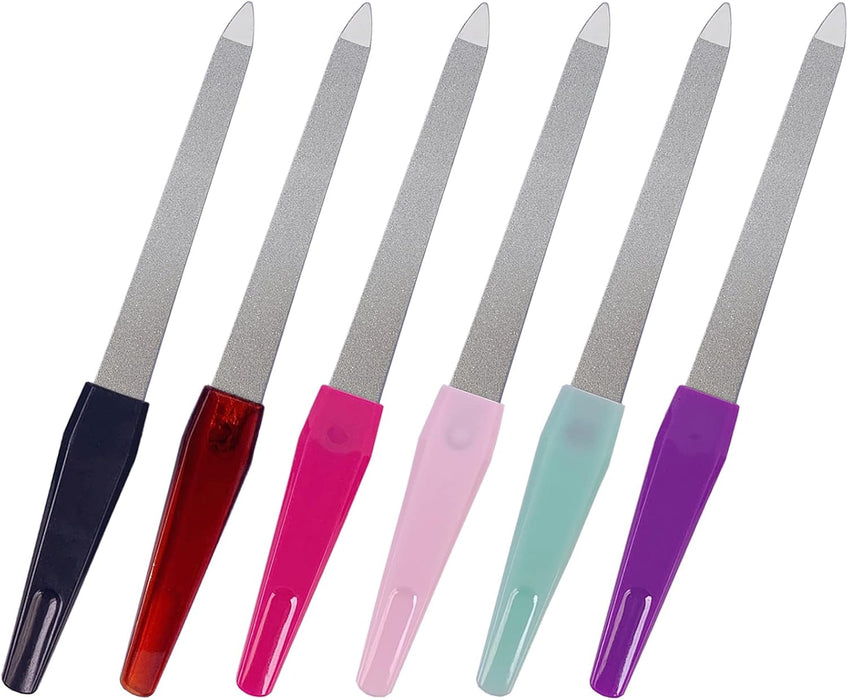 Metal Nail File (6 Pcs), Nail Files for Natural Nails Made of Stainless Steel, Sword Fingernail Files with Sharp Pointed