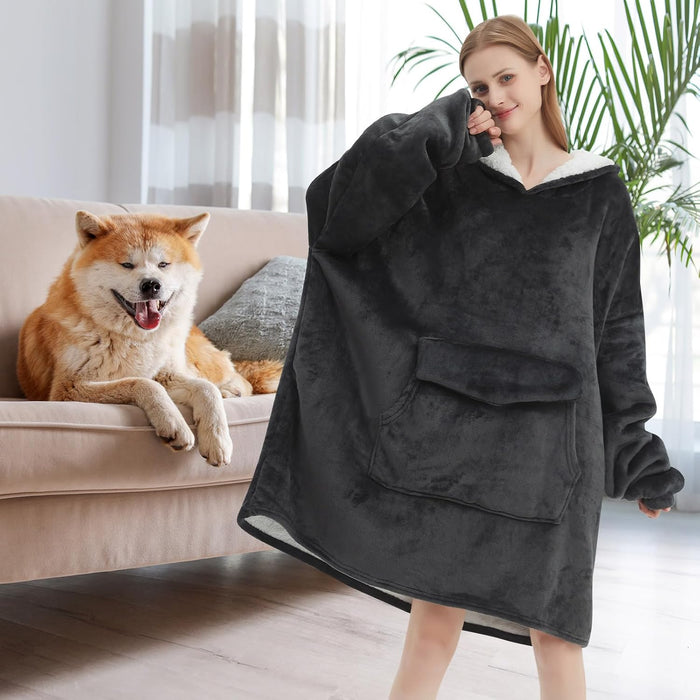 Grey Blanket Hoodies for Women and Men Adult Oversize Wearable Blanket Hoodies for Soft and Warm