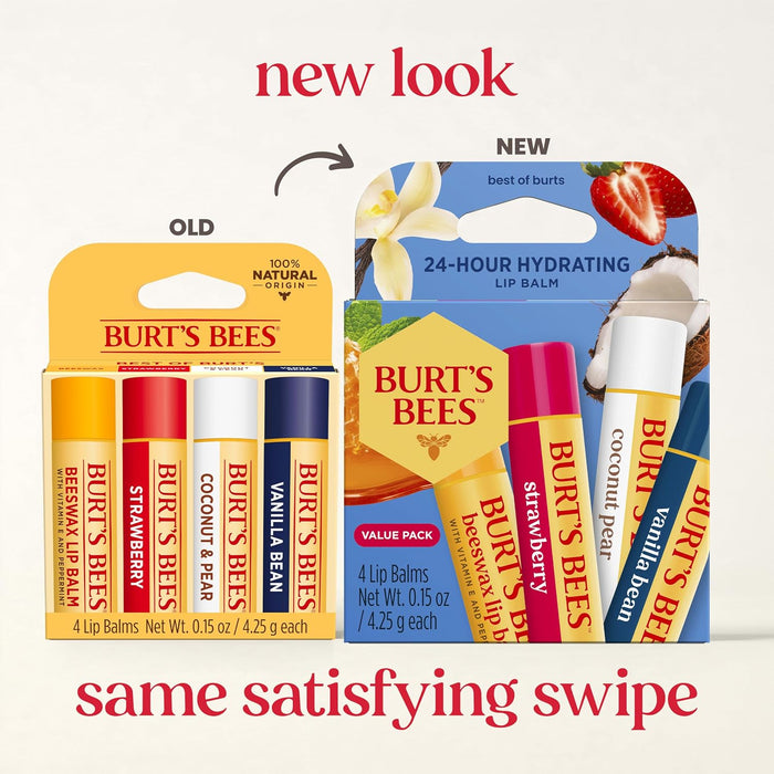 Lip Balm, Classic Flavor Pack, 0.15 oz., 4 Tubes