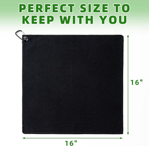 3 Pack Golf Towels(16" X 16") with Carabiner Clip