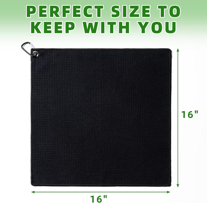 3 Pack Golf Towels(16" X 16") with Carabiner Clip