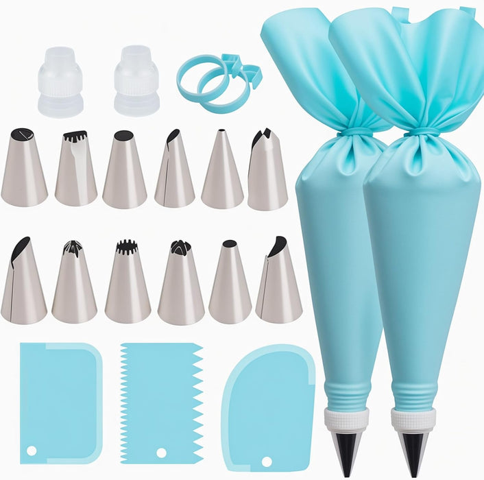 Reusable Piping Bags and Tips Set, 21-Piece Cake and Cupcake Decorating Kit