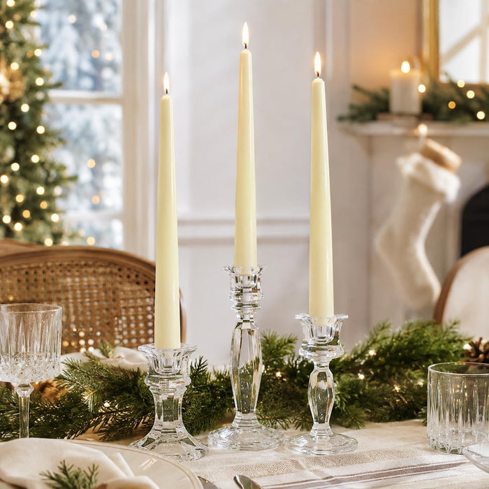 Ivory Taper Candles 10 Inch, 4 Pack Dripless Unscented Candle Sticks, 7 H