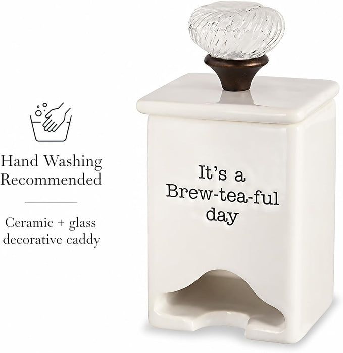 FBA Ceramic Tea Bag Caddy, White