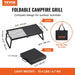Folding Campfire Grill, Heavy Duty Steel Mesh Grate, 22.4" Portable Camping Grates Over Fire Pit, Camp Fire Cooking Equi