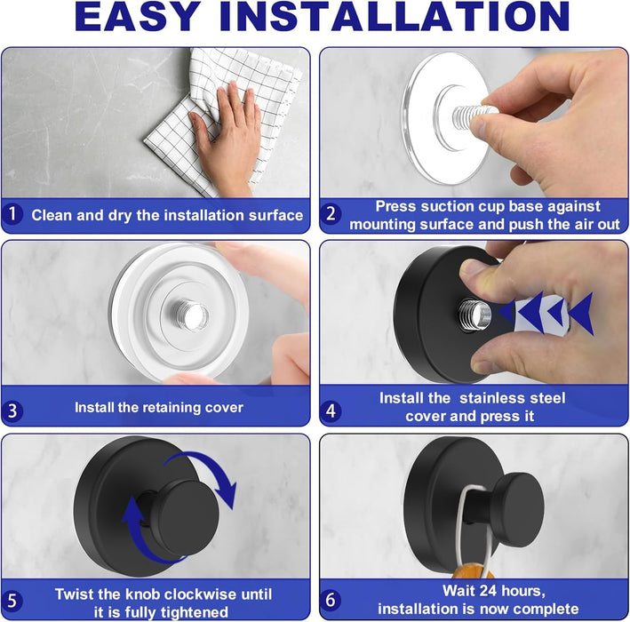 Suction Cup Hooks for Shower, Removable Towel Hooks for Bathroom