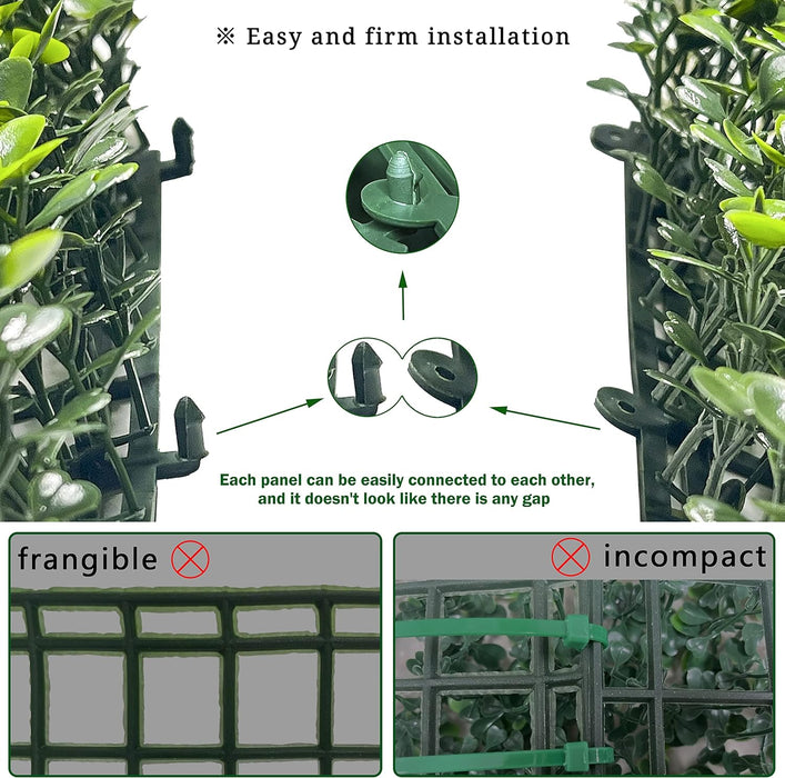 Artificial Grass Wall Panel,10"x 10"(12Pcs) Boxwood Faux Green Wall Panels for Interior Wall, Backdrop Wall,Garden Wall 