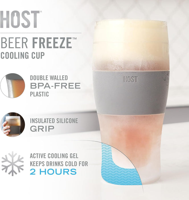 Freeze Beer Glasses, Freezable Beer Gifts for Men, Double Wall Insulated Pint Set, Tumbler for Cold Drinks, 16, Set of 2