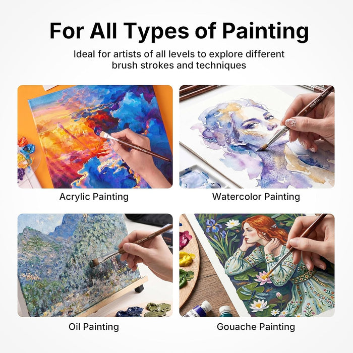 30pcs Paint Brush Set for Acrylic Painting, Oil, Watercolor, Gouache