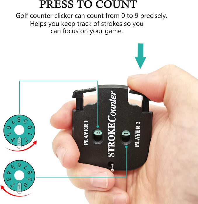 2 PCS Golf Score Counter, 2 Player Stroke for Golf Game Scorekeeper