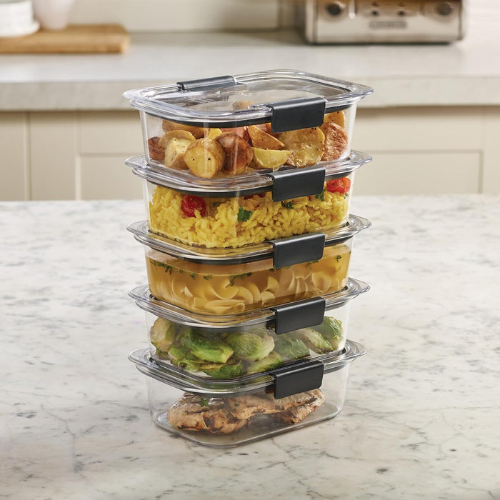 Brilliance BPA-Free Food Storage Container Set with Airtight Lids, 5-Pack (3.2 Cup) - Perfect for Lunch, Meal Prep, and Leftovers