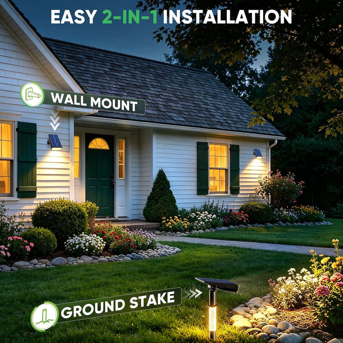 Solar Spot Lights Outdoor Waterproof, Warm White 2 Pack