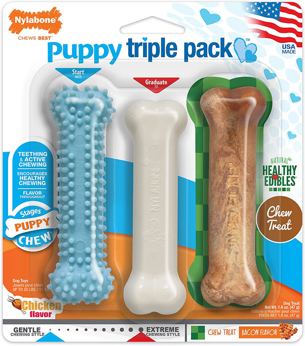 New Puppy Starter Kit, Puppy Teething Toys, 3 Pack, Blue