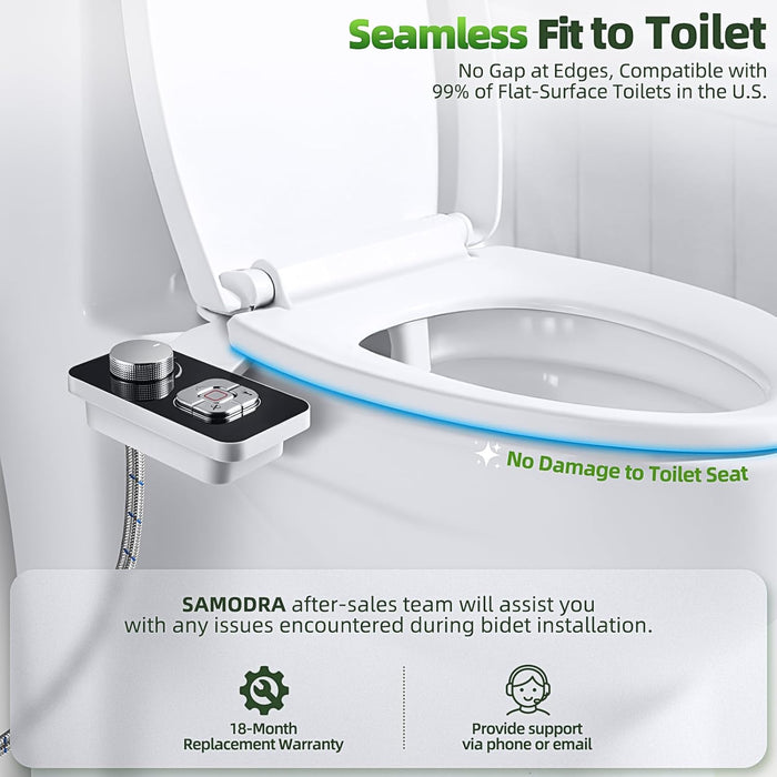 Bidet Attachment, Non-Electric Cold Water Bidet Toilet Seat Attachment with Pressure Controls, Retractable Self-Cleaning