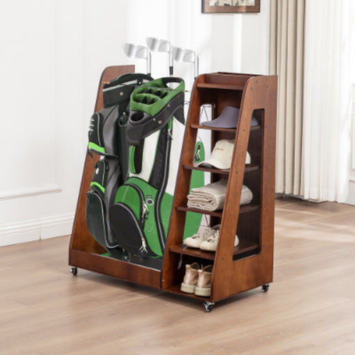 Two-Bag Wooden Golf Storage Rack