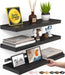 Black Floating Shelves 15.7in, Set of 3, Wall Mount Rustic Wood Shelf