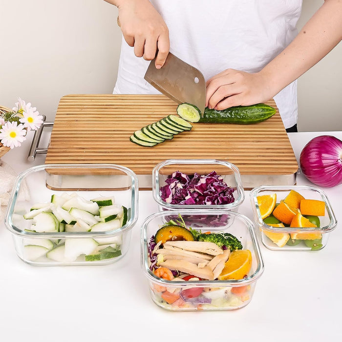 8 Pack Glass Food Storage Containers with Lids, Meal Prep Containers, Airtight Bento Boxes with Leak Proof Locking for M