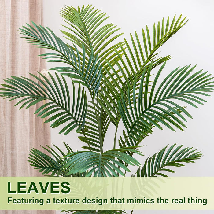 Palm Tree 6FT Artificial, 72in Tall Faux Palm Tree with 15.7 White Planter, Fake Potted Tree for Indoor & Outdoor Home O