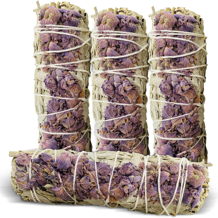 Lavender with White Sage -  Sage Incense Sticks for Cleansing Negative Energy, Sage Sticks for House Cleansing - Lavender with White Sage Smudge Sticks Pack of 4