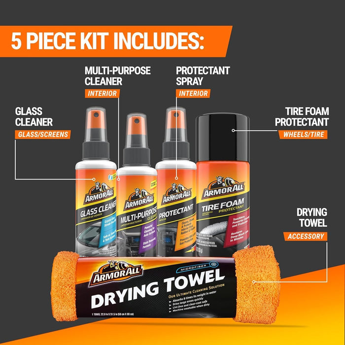 Car Cleaning Kit, Interior and Exterior, 5-Piece Kit