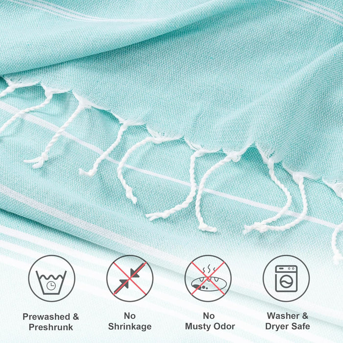 Turkish Beach Towel, 36"x71" Quick Dry Sand Free Oversized Towel, Aqua