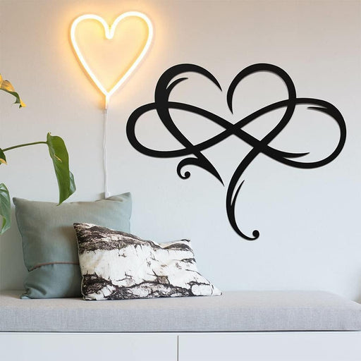 Infinity Heart Wall Decor, Unique Infinity Heart Metal Art Wall Decor Love Sign Steel Wall Plaques Bedroom Ornaments for