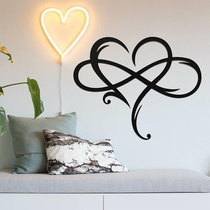 Infinity Heart Wall Decor, Unique Infinity Heart Metal Art Wall Decor Love Sign Steel Wall Plaques Bedroom Ornaments for