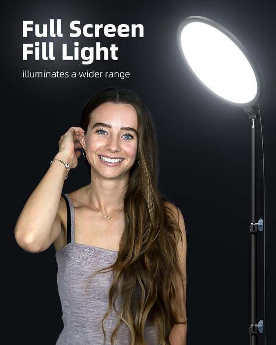 10.2" Ring Light with 69" Tripod Stand and Phone Holder Kit, Full-Screen Zoom Light for Video Recording, Makeup, Live St
