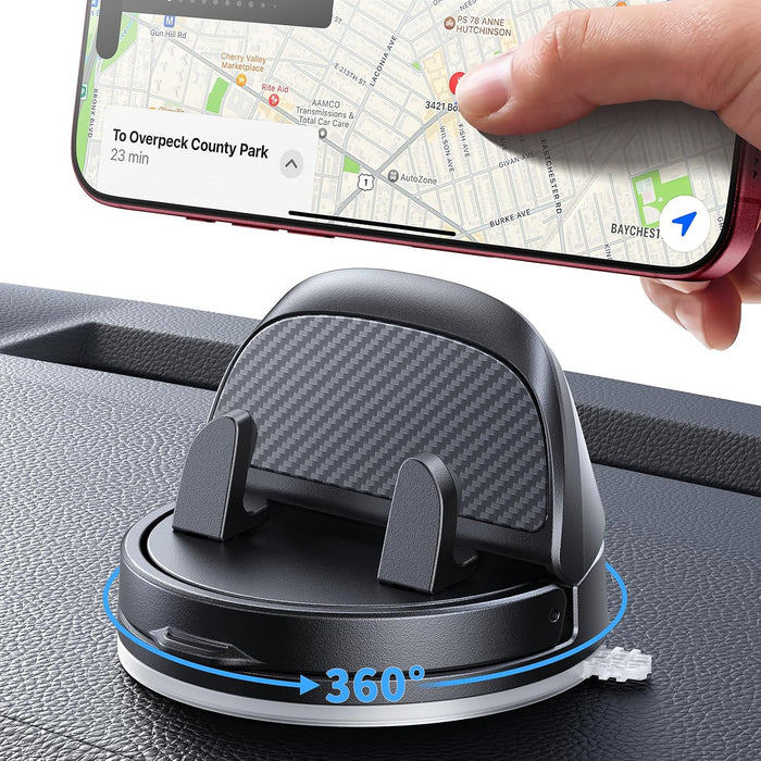 Ultra-Compact Car Phone Holder [Thick Case Friendly | 78LB Suction] 360° Rotate & 30° Tilt Car Phone Mount, Uneven Dashb